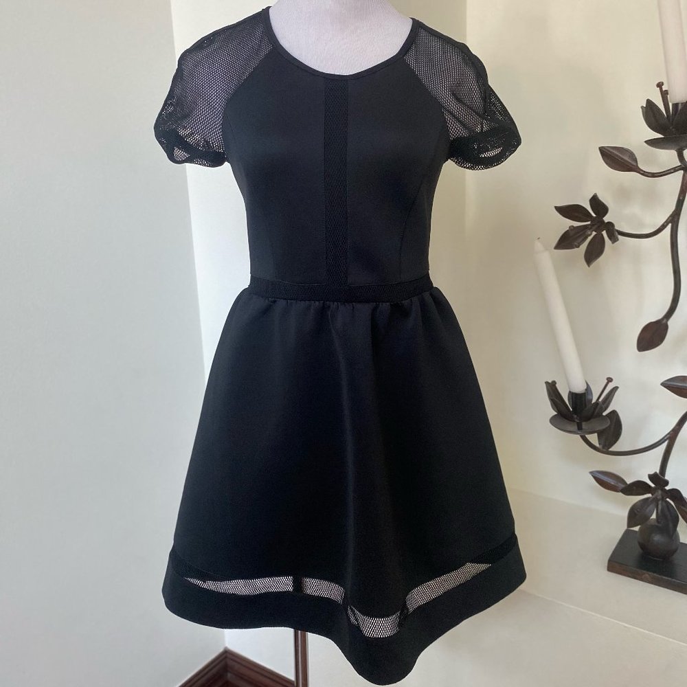 Rachel Zoe Black Neoprene Mesh Mini Dress Size 2